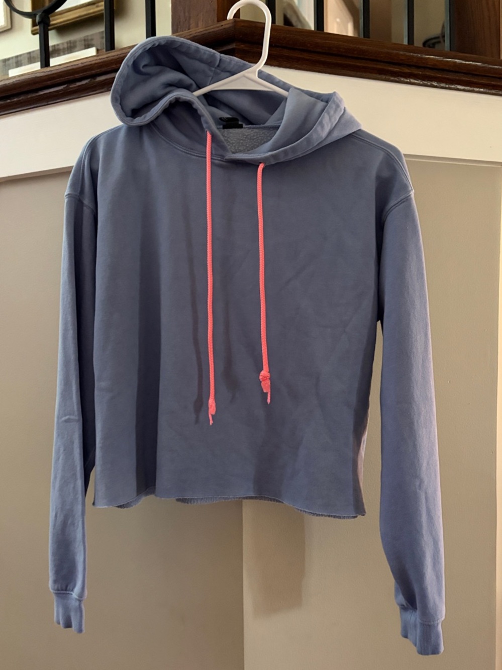 wild fable Cropped Hoodie with Coral Drawstrings - Light Blue